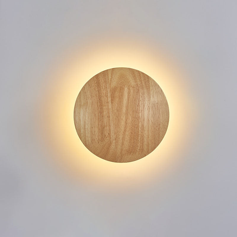 Stornfield | Modern Minimalist Irregular Oval Round Wood LED Wall Lamp for Living Room