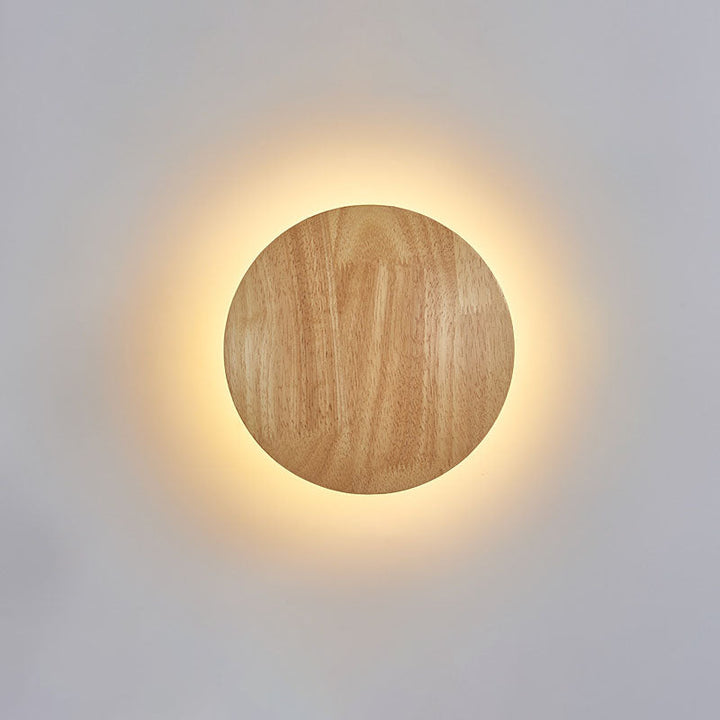 Stornfield | Modern Minimalist Irregular Oval Round Wood LED Wall Lamp for Living Room