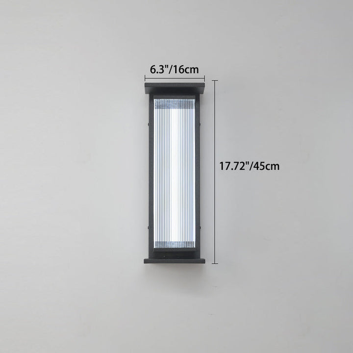Modern Minimalist Waterproof Rectangular Stainless Steel Acrylic LED Wall Sconce Lamp For Outdoor Patio | Stornfield