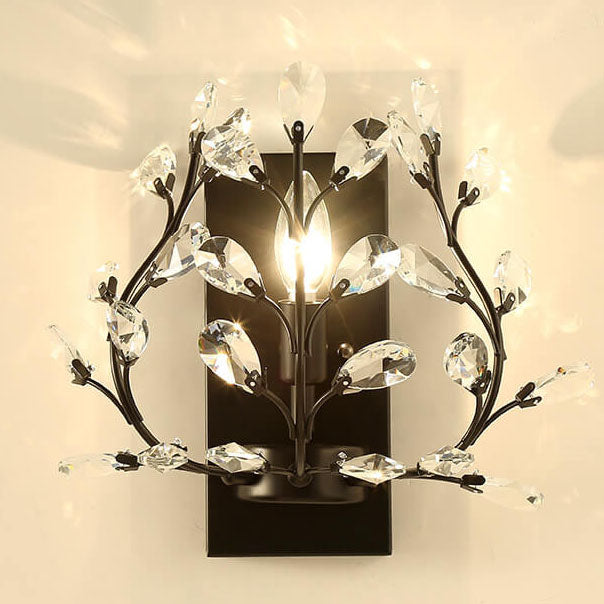 Stornfield | Luminis Wall Sconce | Luxury Crystal Design | Leaf Pattern | 1-Light & Modern