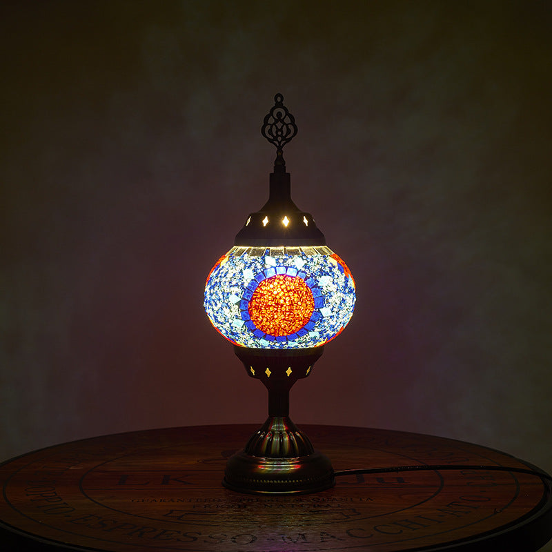 Stornfield | Romantic 1-Light Enameled Iron Oval Traditional Tiffany Table Lamp for Bedroom