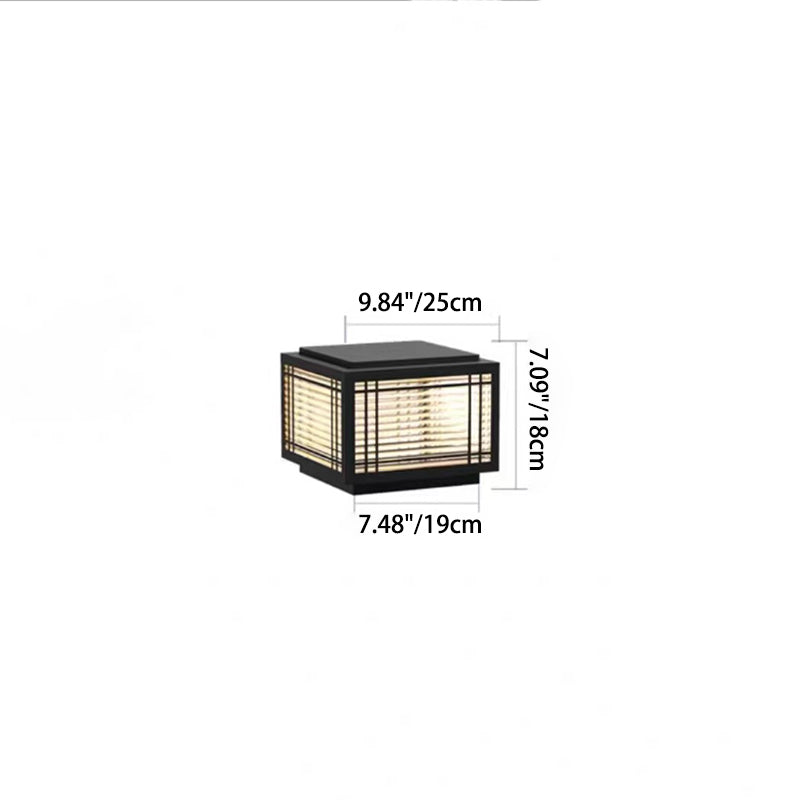 Traditional Chinese Square Aluminum Glass 1-Light Post Head Light For Garden | Stornfield