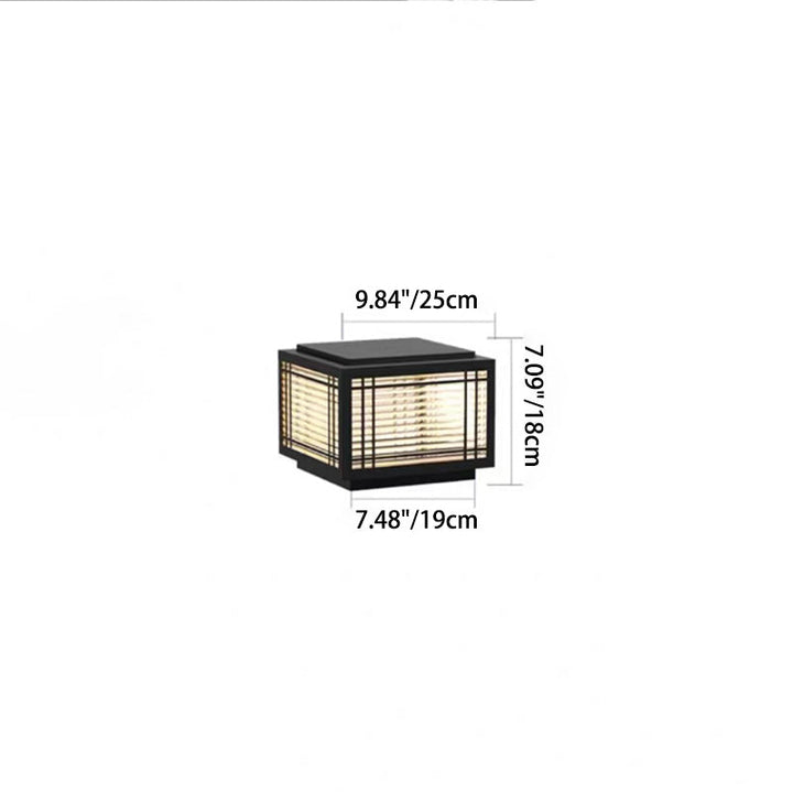 Traditional Chinese Square Aluminum Glass 1-Light Post Head Light For Garden | Stornfield