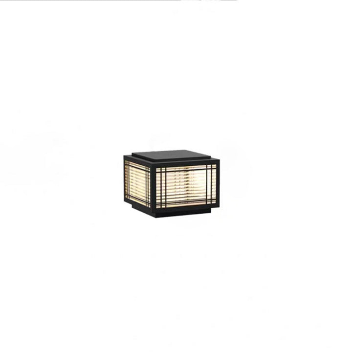 Traditional Chinese Square Aluminum Glass 1-Light Post Head Light For Garden | Stornfield