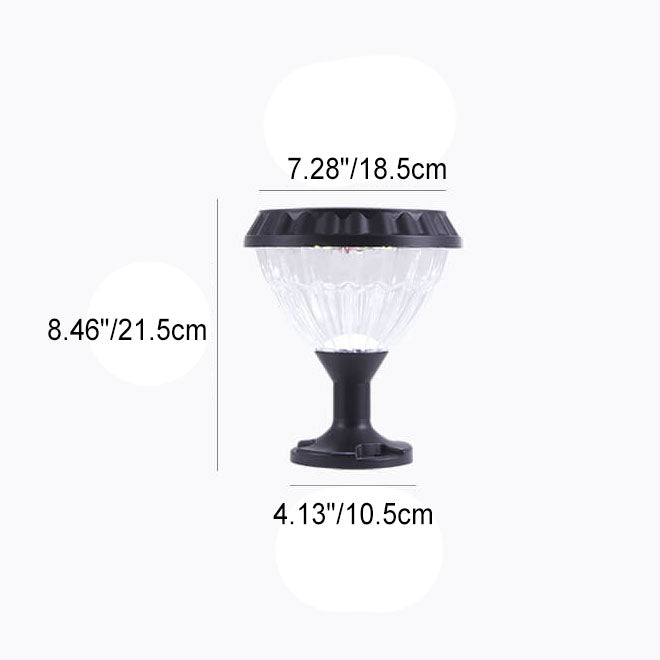 Modern Black Solar Die-Cast Aluminum Glass Outdoor Patio Waterproof Column Head Light | Stornfield