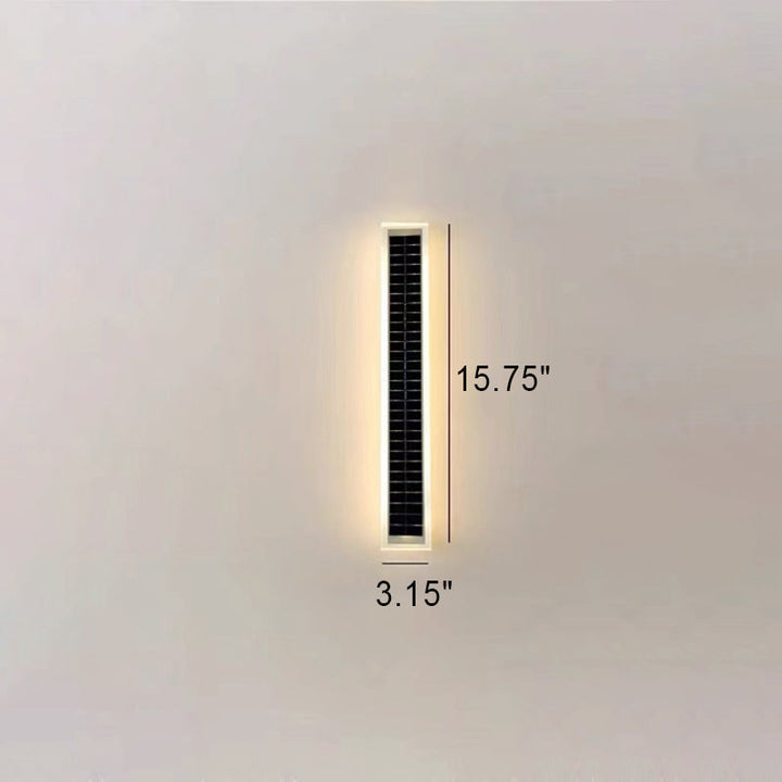 Minimalist Outdoor Solar Rectangular Strip Waterproof Patio LED Wall Sconce Lamp | Stornfield