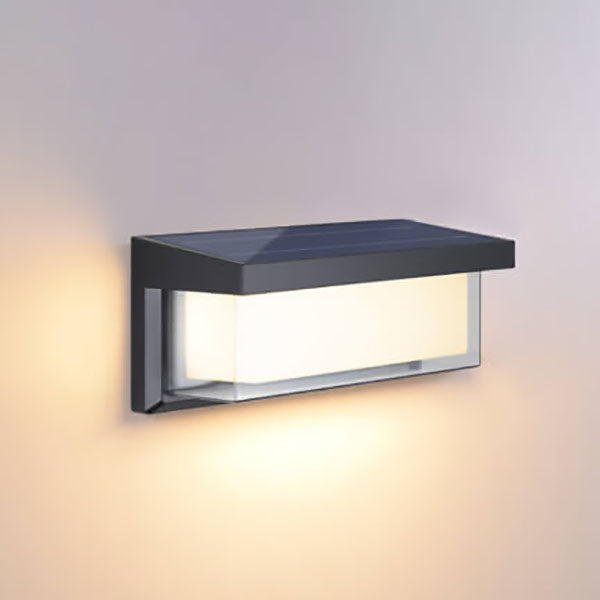 Modern Minimalist Solar Rectangle PC LED Outdoor Wall Sconce Lamp For Outdoor Patio | Stornfield