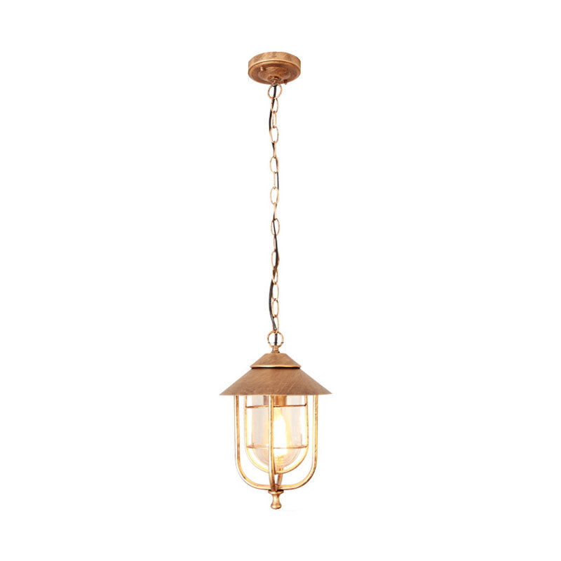 Industrial Vintage Aluminum Cage Glass 1-Light Outdoor Waterproof Pendant Light | Stornfield