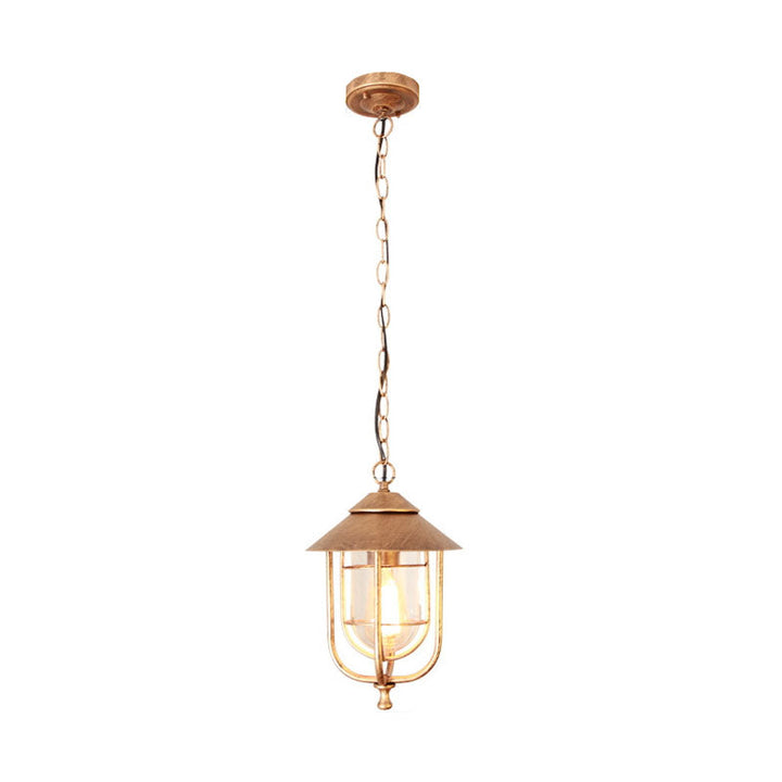 Industrial Vintage Aluminum Cage Glass 1-Light Outdoor Waterproof Pendant Light | Stornfield