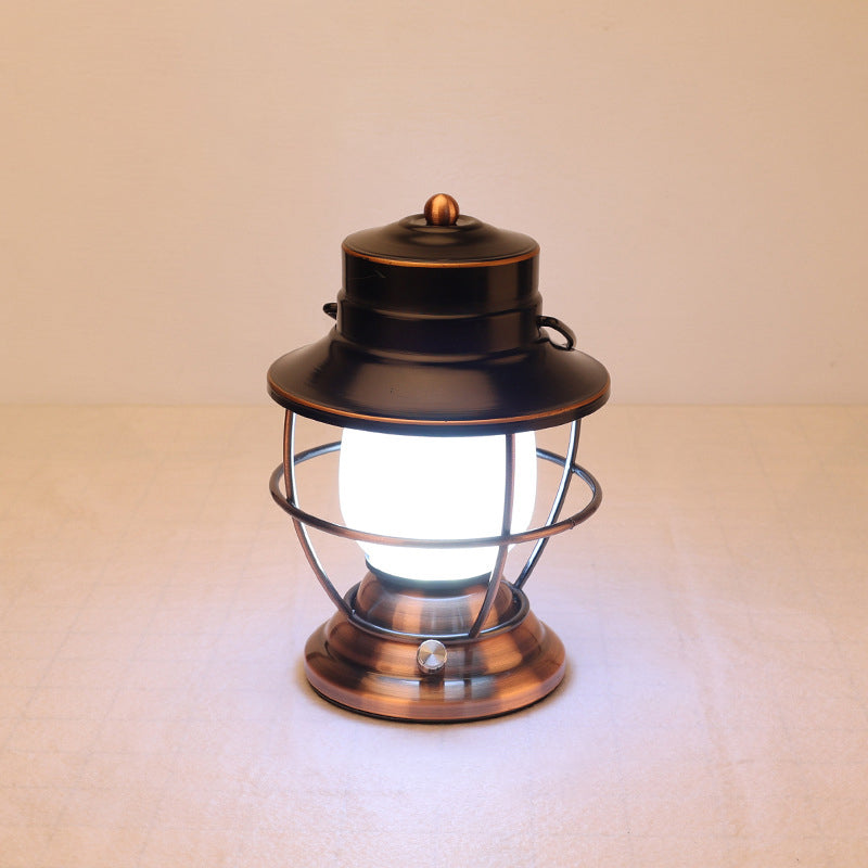 Traditional Farmhouse Waterproof Rechargeable Iron Acrylic Cylinder LED Table Lamp For Entertainment Room | Stornfield