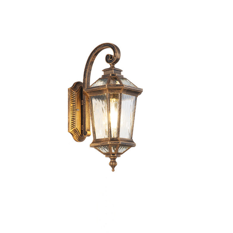 Traditional European Waterproof Aluminum Glass Octagon Cylinder 1-Light Wall Sconce Lamp For Garden | Stornfield