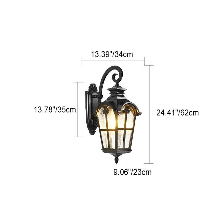 Traditional European Quadrilateral Window Shape Aluminum Glass 1-Light Wall Sconce Lamp For Outdoor Patio | Stornfield