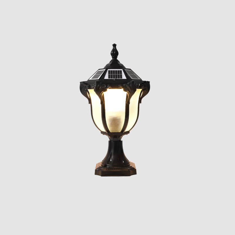European Retro Die-Cast Aluminum Glass Solar Waterproof Outdoor Garden Landscape Column Light | Stornfield