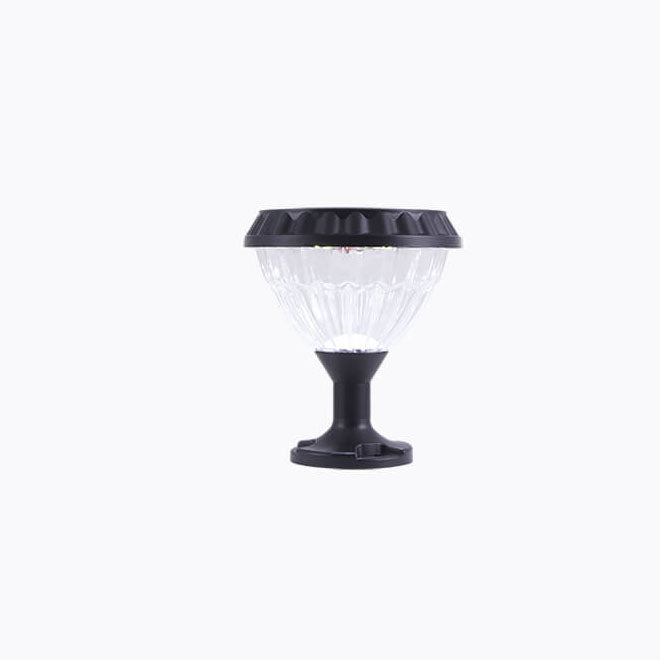 Modern Black Solar Die-Cast Aluminum Glass Outdoor Patio Waterproof Column Head Light | Stornfield