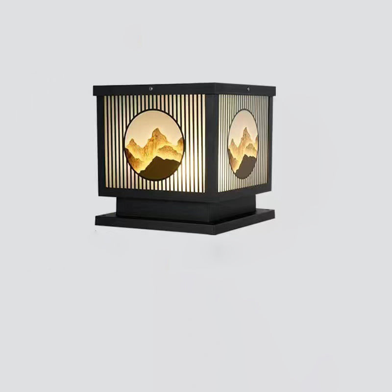 Traditional Chinese Aluminum Glass Square LED Waterproof Solar Landscape Light For Outdoor Patio | Stornfield