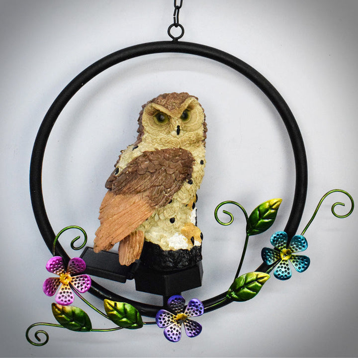 Stornfield | European Rustic Owl Shaped Solar Waterproof Outdoor Pendant Light