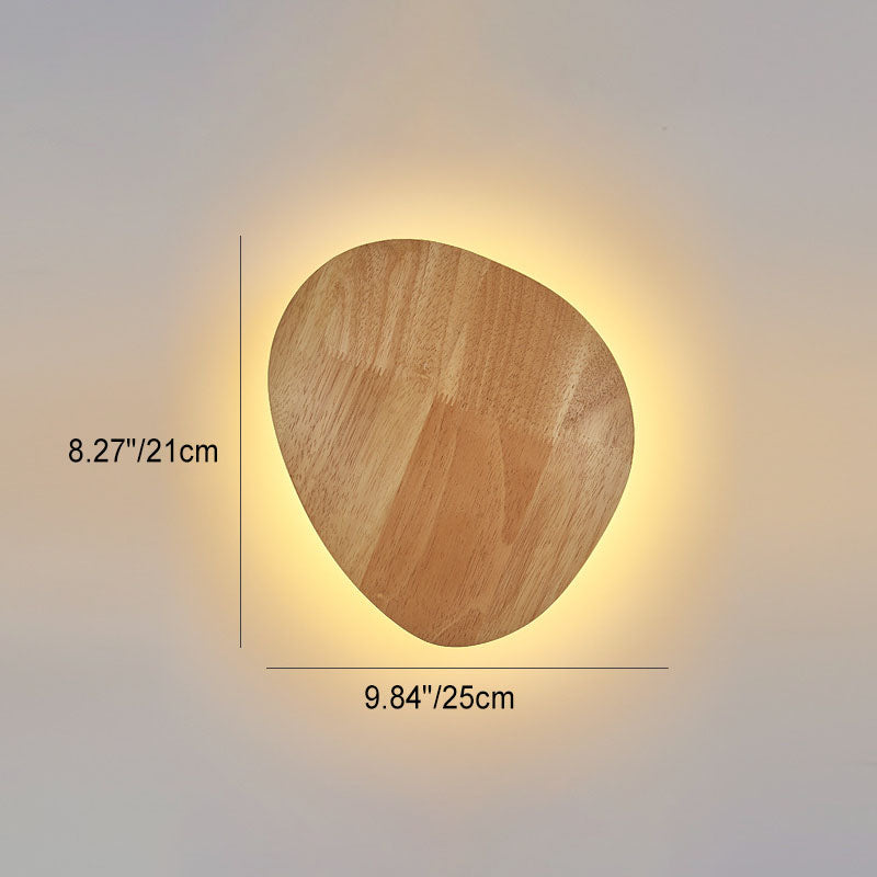 Stornfield | Modern Minimalist Irregular Oval Round Wood LED Wall Lamp for Living Room