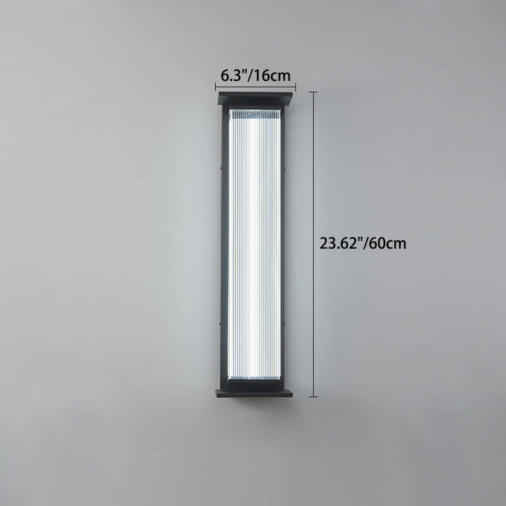 Modern Minimalist Waterproof Rectangular Stainless Steel Acrylic LED Wall Sconce Lamp For Outdoor Patio | Stornfield