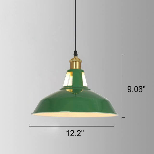 Stornfield | RetroDome Industrial Vintage Pendant Light | Green Iron Dome Design | Single Light | Rustic Ceiling Lighting