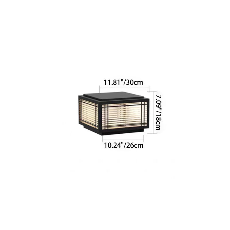 Traditional Chinese Square Aluminum Glass 1-Light Post Head Light For Garden | Stornfield