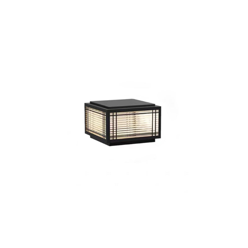 Traditional Chinese Square Aluminum Glass 1-Light Post Head Light For Garden | Stornfield