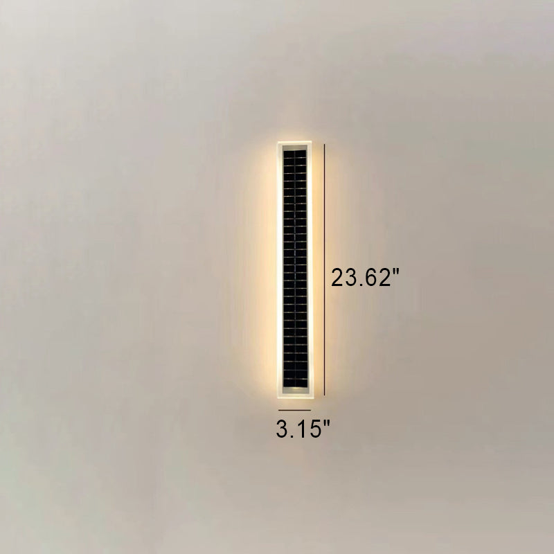 Minimalist Outdoor Solar Rectangular Strip Waterproof Patio LED Wall Sconce Lamp | Stornfield