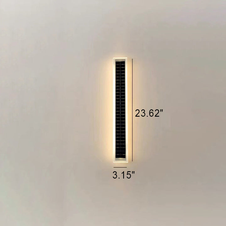 Minimalist Outdoor Solar Rectangular Strip Waterproof Patio LED Wall Sconce Lamp | Stornfield
