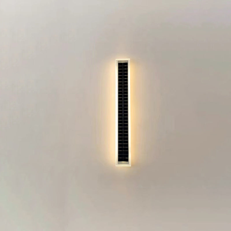 Minimalist Outdoor Solar Rectangular Strip Waterproof Patio LED Wall Sconce Lamp | Stornfield