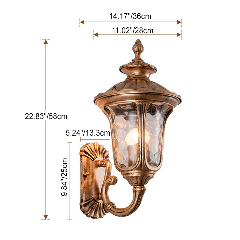 Traditional European Waterproof Castle Shaped Aluminum Glass 1-Light Outdoor Wall Sconce Lamp For Garden | Stornfield