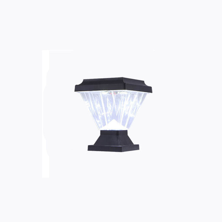 Modern Black Solar Die-Cast Aluminum Glass Outdoor Patio Waterproof Column Head Light | Stornfield