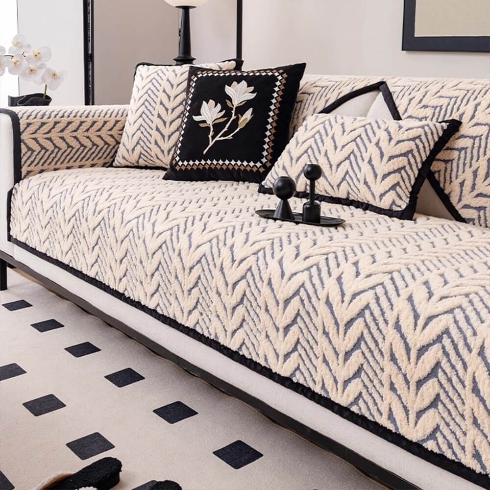 Premium Warm Wheat-Ear Plush Anti-Slip Couch Cover | Stornfield