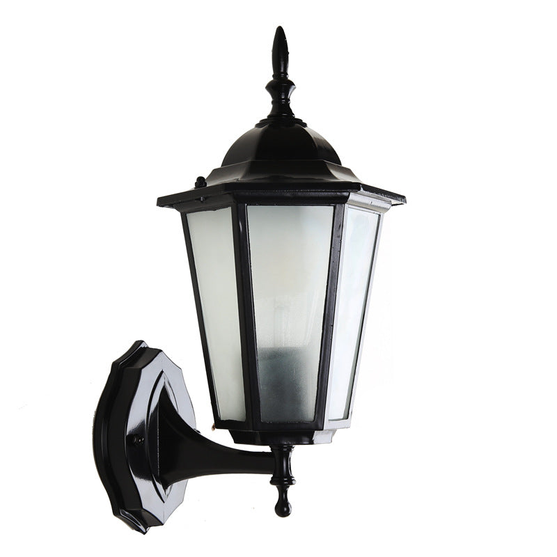 Contemporary Industrial Hexagonal Aluminum Frame Frosted Glass 1-Light Outdoor Wall Sconce Lamp For Garden | Stornfield