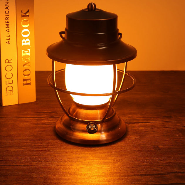 Traditional Farmhouse Waterproof Rechargeable Iron Acrylic Cylinder LED Table Lamp For Entertainment Room | Stornfield