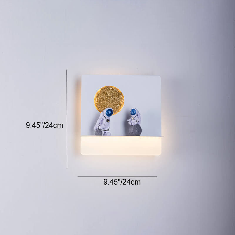 Stornfield | Creative Contemporary Iron Resin Astronaut LED Round Wall Lamp for Bedroom