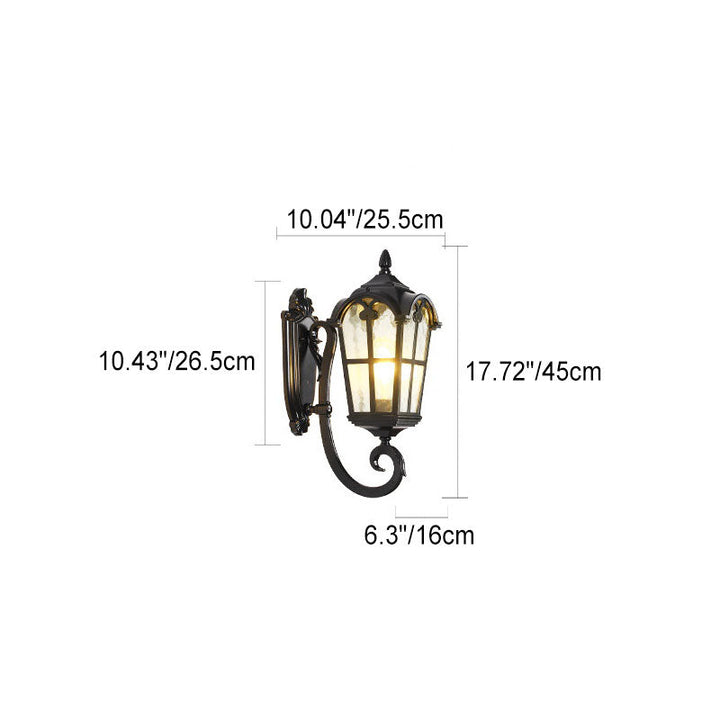 Traditional European Quadrilateral Window Shape Aluminum Glass 1-Light Wall Sconce Lamp For Outdoor Patio | Stornfield