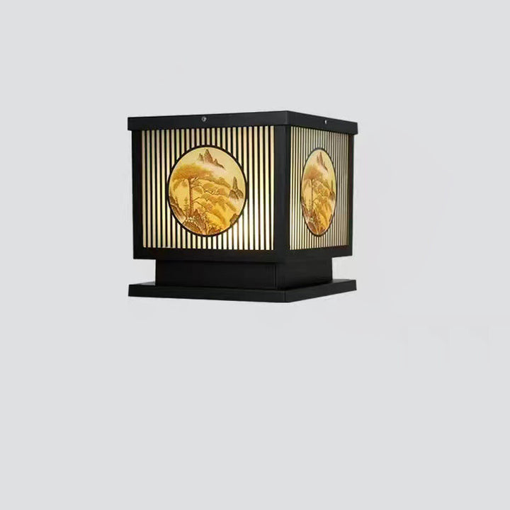 Traditional Chinese Aluminum Glass Square LED Waterproof Solar Landscape Light For Outdoor Patio | Stornfield