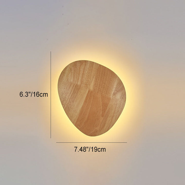 Stornfield | Modern Minimalist Irregular Oval Round Wood LED Wall Lamp for Living Room