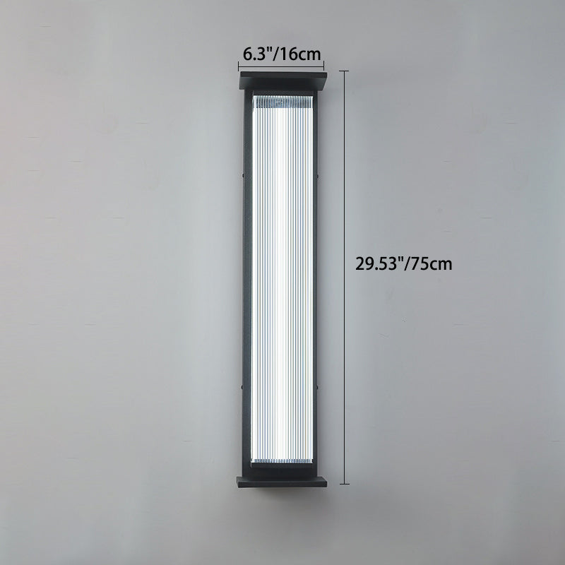 Modern Minimalist Waterproof Rectangular Stainless Steel Acrylic LED Wall Sconce Lamp For Outdoor Patio | Stornfield