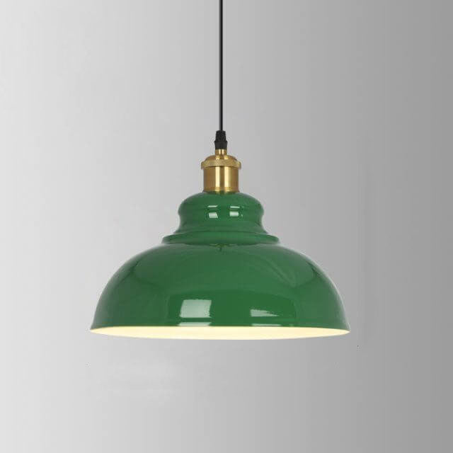 Stornfield | RetroDome Industrial Vintage Pendant Light | Green Iron Dome Design | Single Light | Rustic Ceiling Lighting