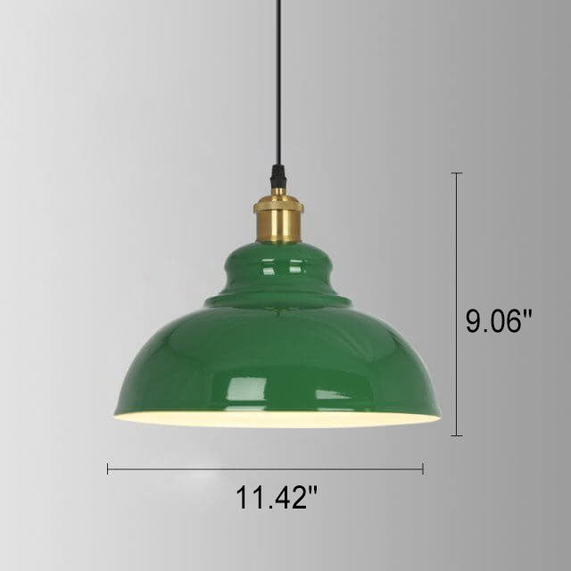 Stornfield | RetroDome Industrial Vintage Pendant Light | Green Iron Dome Design | Single Light | Rustic Ceiling Lighting