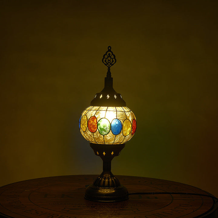 Stornfield | Romantic 1-Light Enameled Iron Oval Traditional Tiffany Table Lamp for Bedroom
