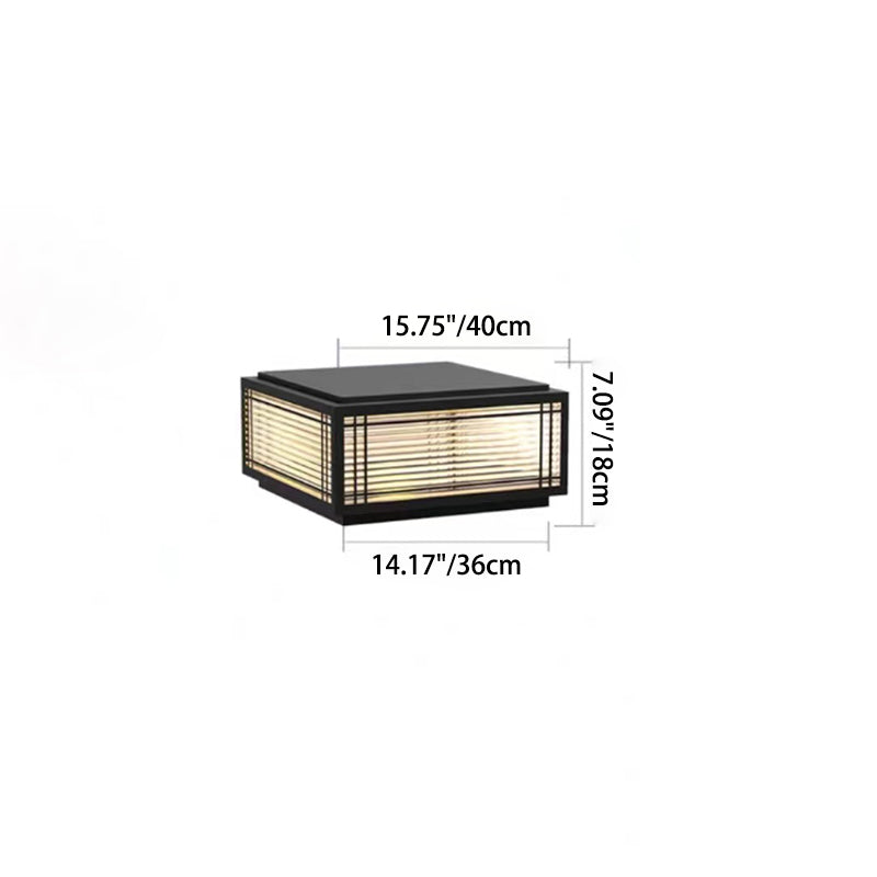 Traditional Chinese Square Aluminum Glass 1-Light Post Head Light For Garden | Stornfield