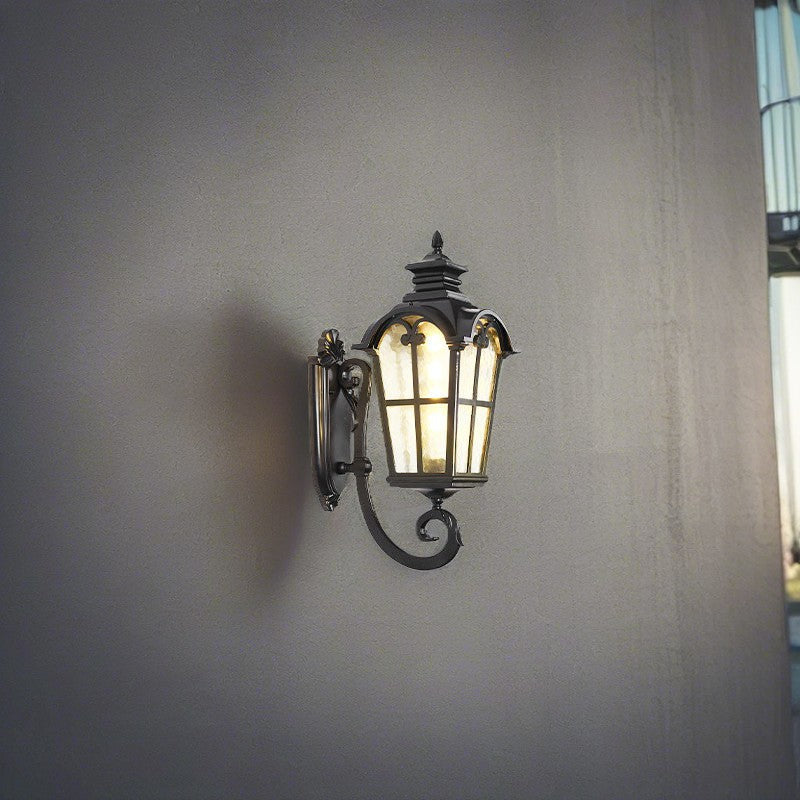Traditional European Quadrilateral Window Shape Aluminum Glass 1-Light Wall Sconce Lamp For Outdoor Patio | Stornfield