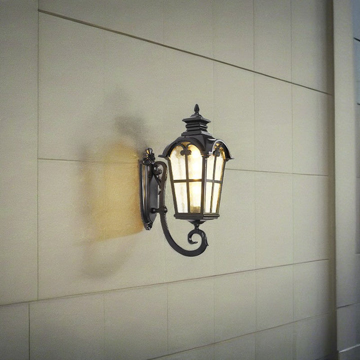 Traditional European Quadrilateral Window Shape Aluminum Glass 1-Light Wall Sconce Lamp For Outdoor Patio | Stornfield