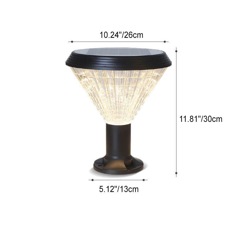 Modern Black Solar Die-Cast Aluminum Glass Outdoor Patio Waterproof Column Head Light | Stornfield