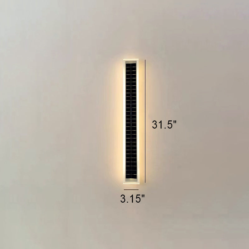 Minimalist Outdoor Solar Rectangular Strip Waterproof Patio LED Wall Sconce Lamp | Stornfield