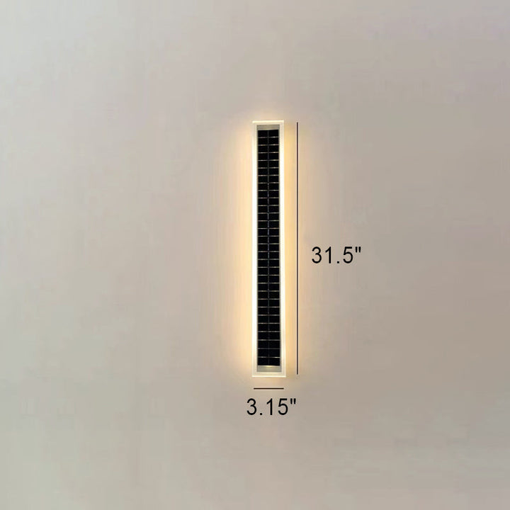 Minimalist Outdoor Solar Rectangular Strip Waterproof Patio LED Wall Sconce Lamp | Stornfield