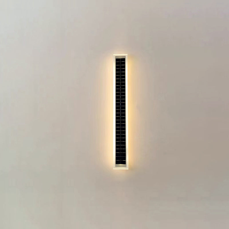 Minimalist Outdoor Solar Rectangular Strip Waterproof Patio LED Wall Sconce Lamp | Stornfield