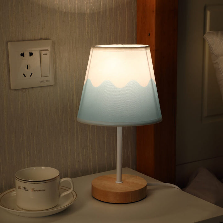 Stornfield | Nordic Vintage Fabric Cone Solid Wood LED Table Lamp