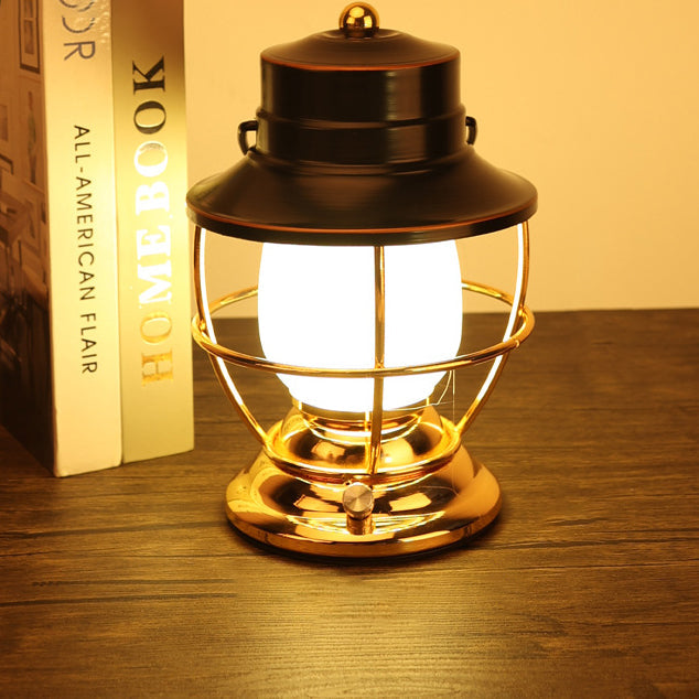 Traditional Farmhouse Waterproof Rechargeable Iron Acrylic Cylinder LED Table Lamp For Entertainment Room | Stornfield